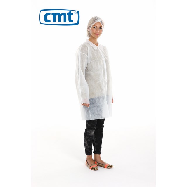 Visitor Coats PP Non woven white Medium Snap fasteners CMT 815275